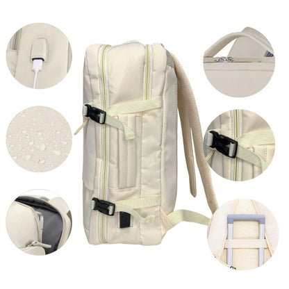 Mochila de viaje impermeable oxford 32x15x46cm crema