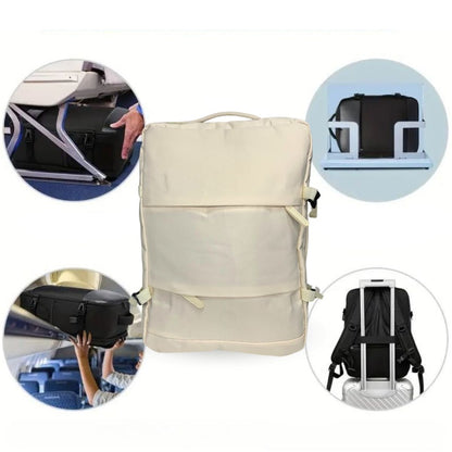 Mochila de viaje impermeable oxford 32x15x46cm crema