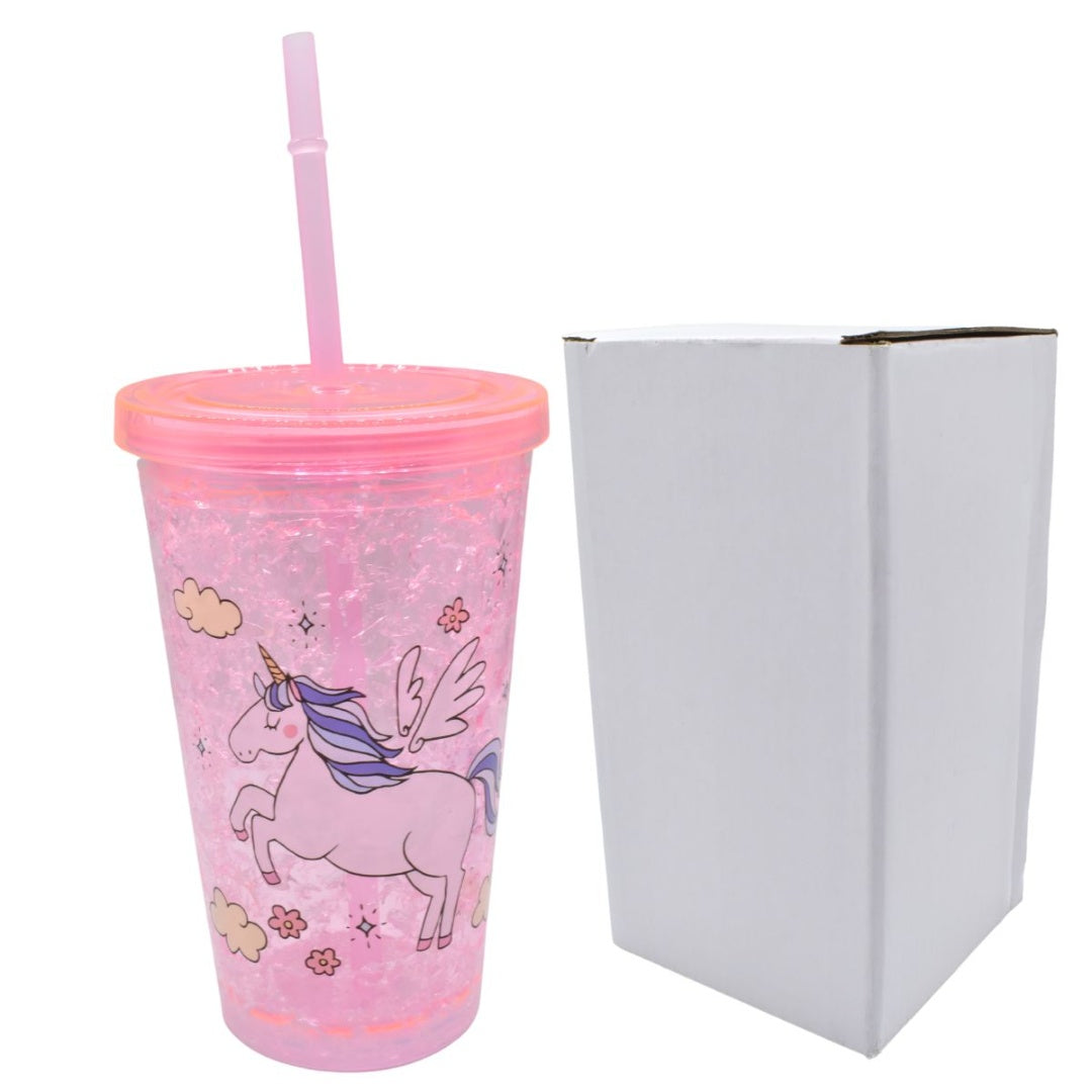 Vaso acrílico de unicornio con sorbito 450ml