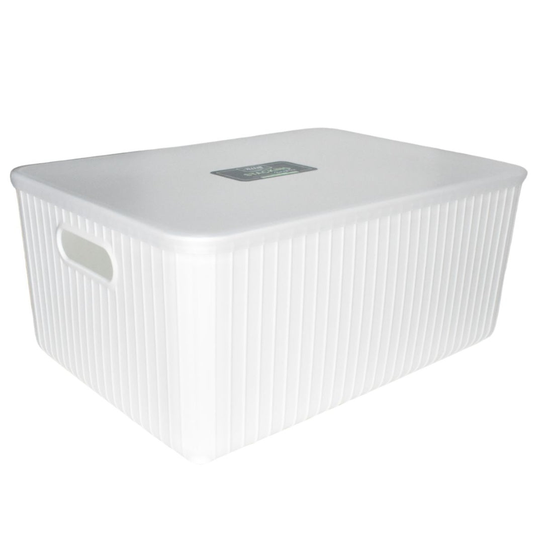 Caja plástica blanca con tapa 36x26x15cm