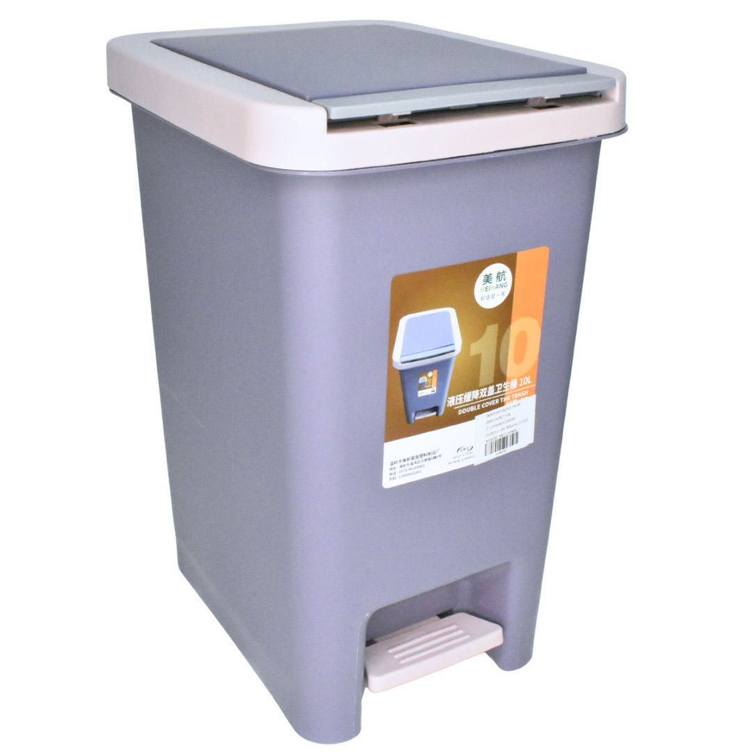 Papelera violeta con doble apertura de tapa 10L
