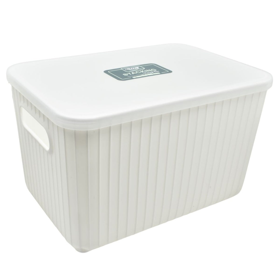 Caja plástica con tapa 26x17.5x16cm. Blanca