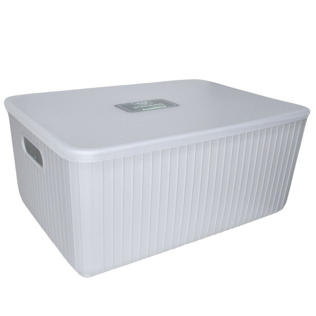 Caja plástica con tapa 36x26x16cm. Gris