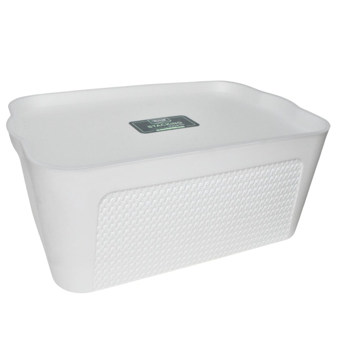 Caja plástica con tapa 38x25.5x16cm. Blanca