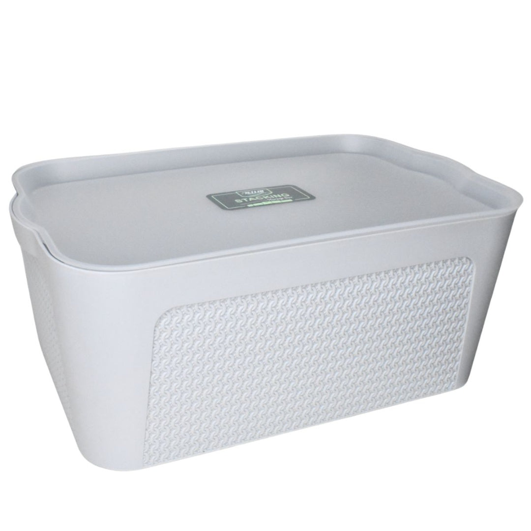 Caja plástica con tapa 38x25.5x16cm. Gris
