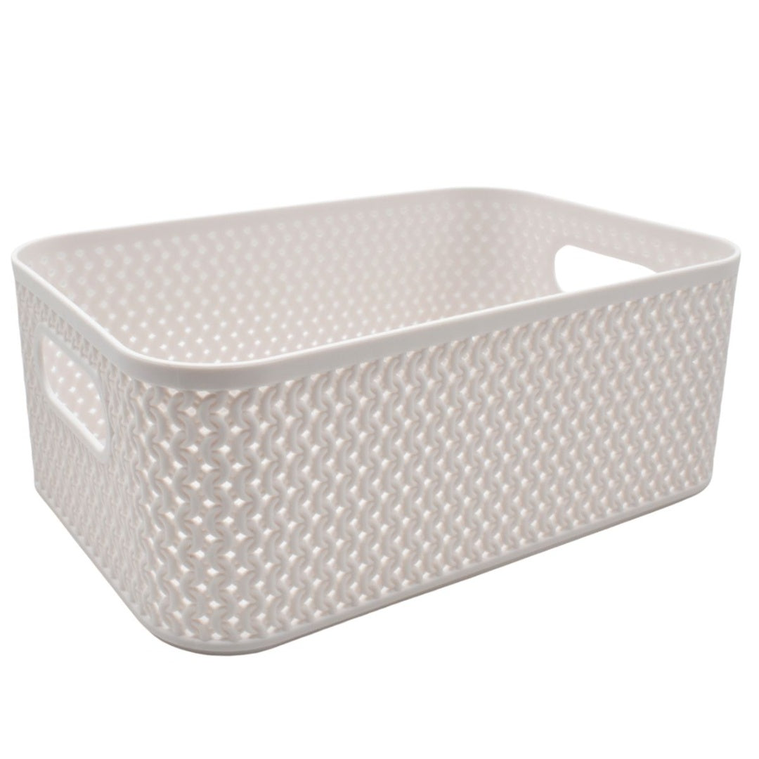 Canasto plástico calado blanco 22x15x8.5cm