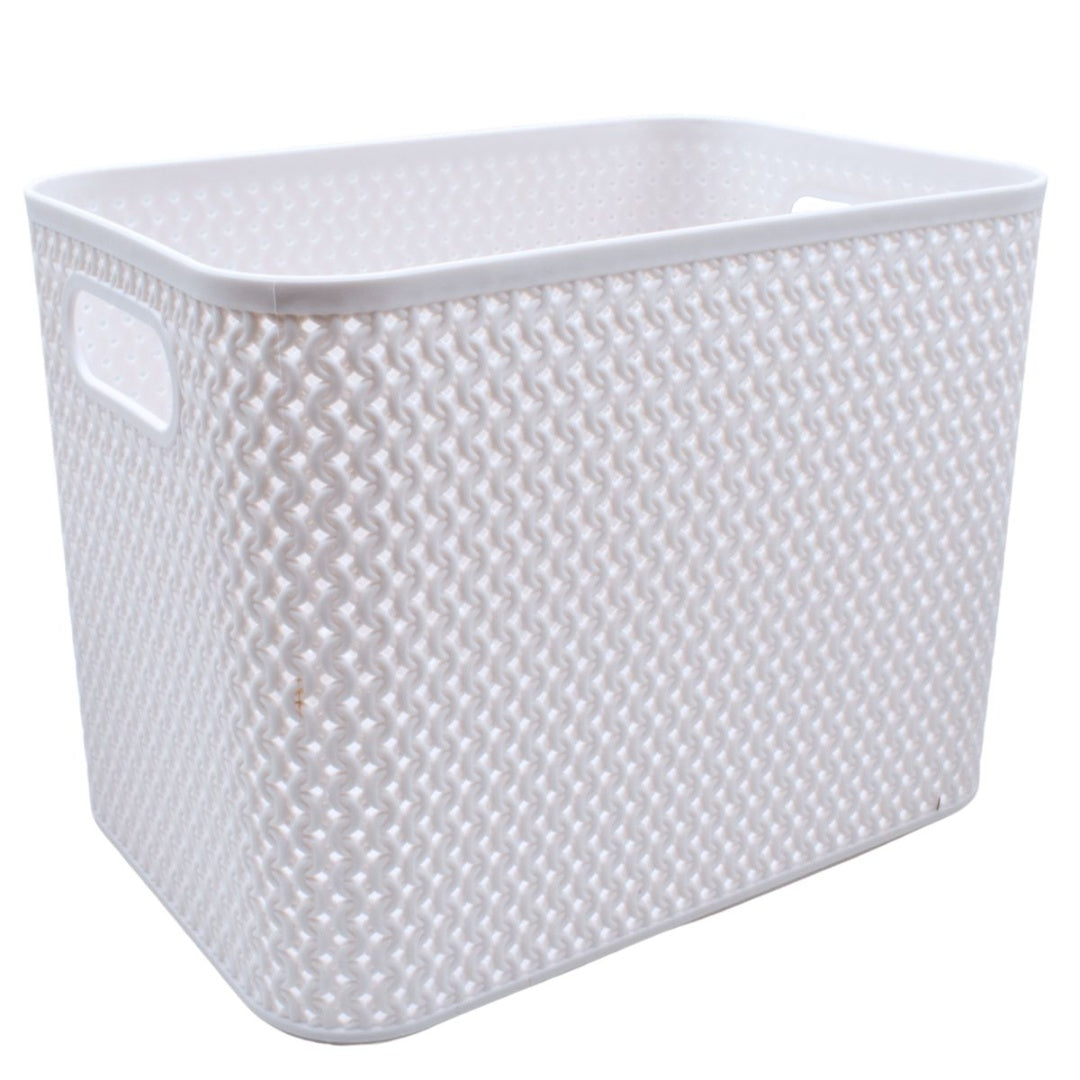 Canasto plástico calado blanco 22x15x16.5cm