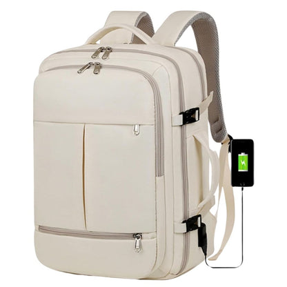Mochila de viaje impermeable oxford 31x20x44cm crema