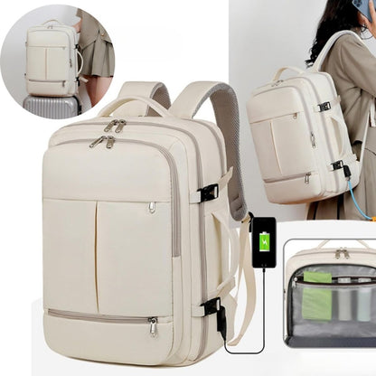 Mochila de viaje impermeable oxford 31x20x44cm crema
