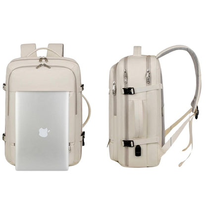 Mochila de viaje impermeable oxford 31x20x44cm crema