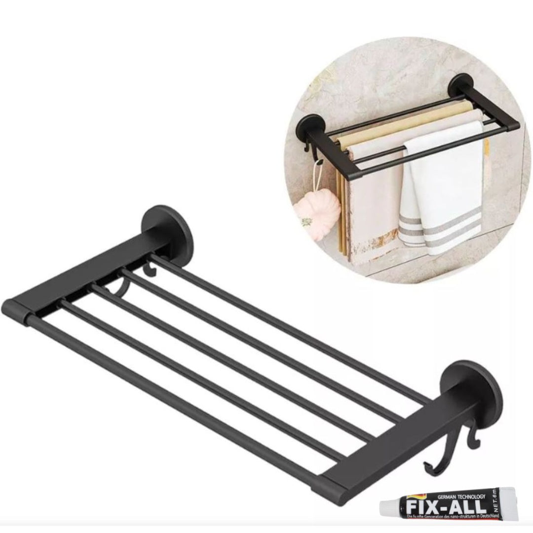 Soporte toallero negro 48x24cm