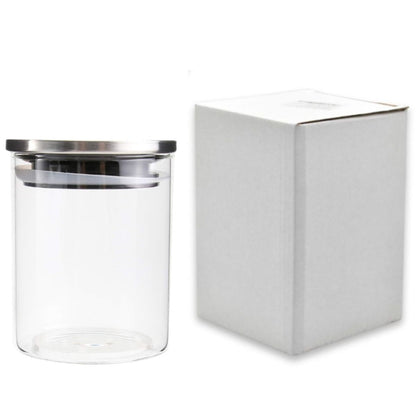 Recipiente de vidrio con tapa de metal 10x8.5cm