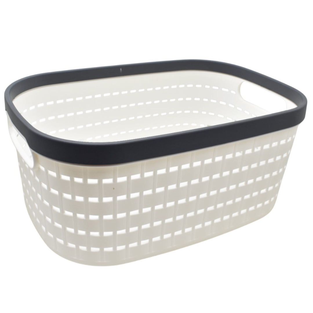Canasto plástico calado blanco 36.5 x 24.5 x 15 cm