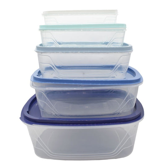 Set de recipientes rectangulares de plástico x5 unidades