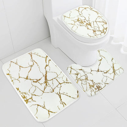 Set de alfombras y cortina de baño 4pcs. Blanco