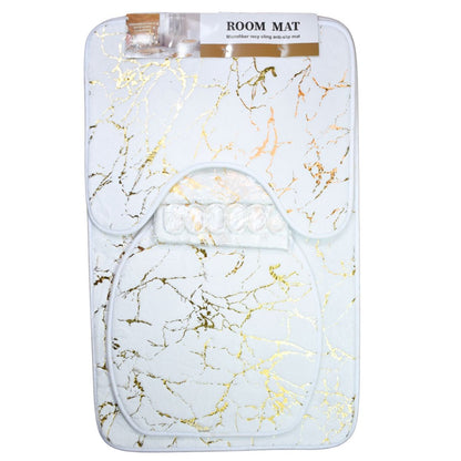 Set de alfombras y cortina de baño 4pcs. Blanco