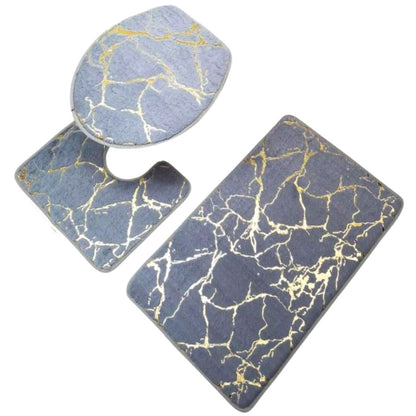 Set de alfombras y cortina de baño 4pcs. Gris