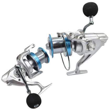 Reel de pesca giratorio 4.9:1 AQ10000. Plateado
