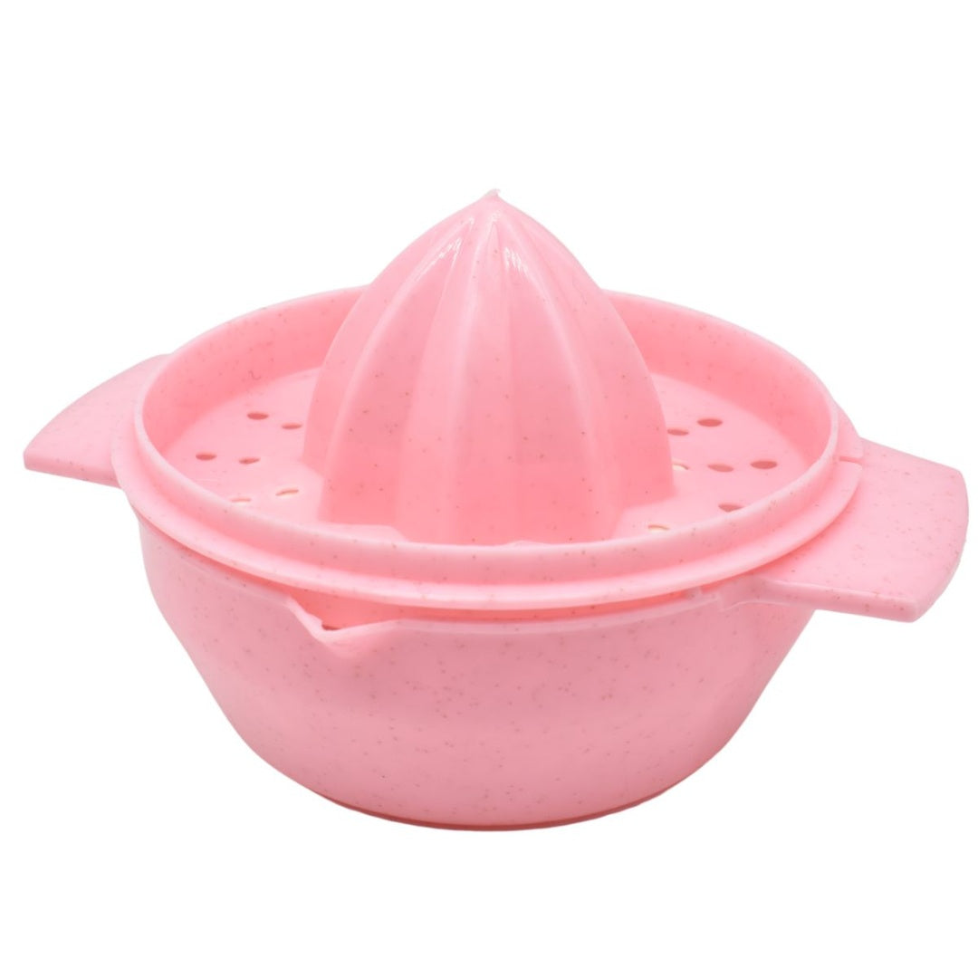 Exprimidor rosa con contenedor 15x10cm