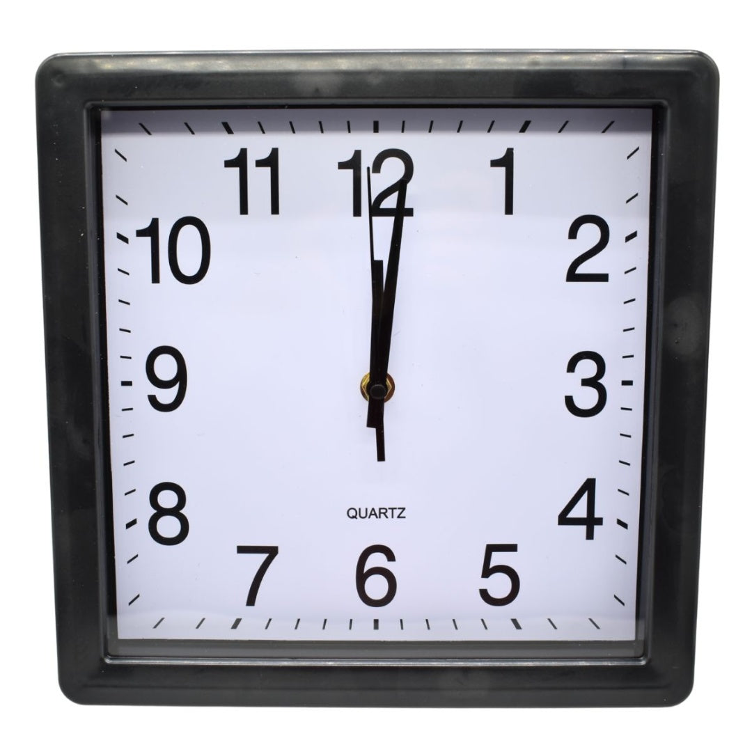 Reloj de pared cuadrado 25x25cm. Negro
