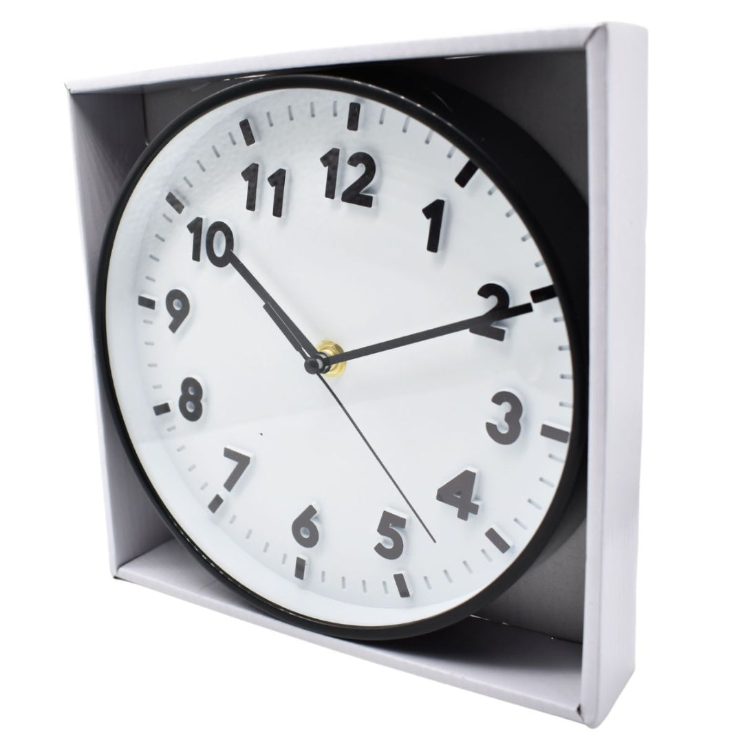 Reloj de pared redondo 19cm. Negro