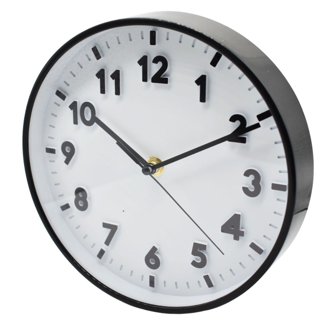 Reloj de pared redondo 19cm. Negro