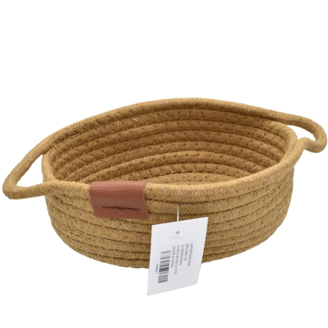Organizador tejido marrón con asas 27x8cm.