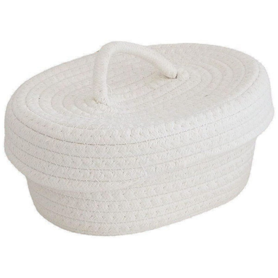 Organizador tejido blanco con tapa 27x9cm.