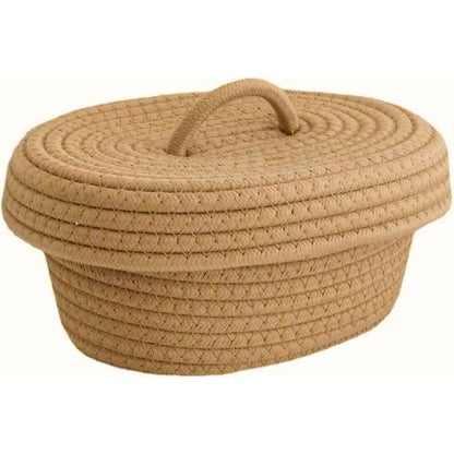 Organizador tejido marrón con tapa 27x9cm.