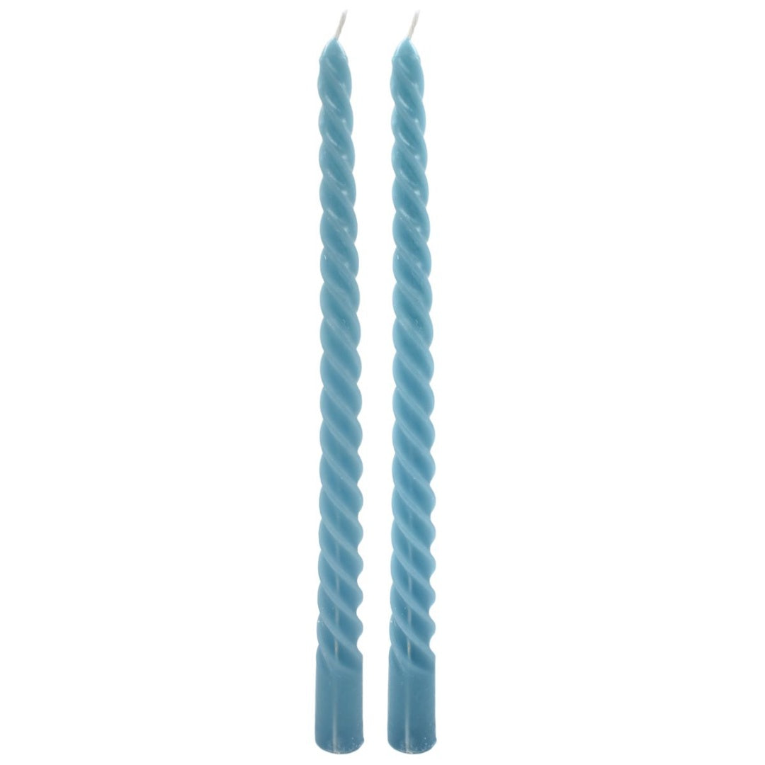 Velas celeste torneadas x2 unidades 25cm