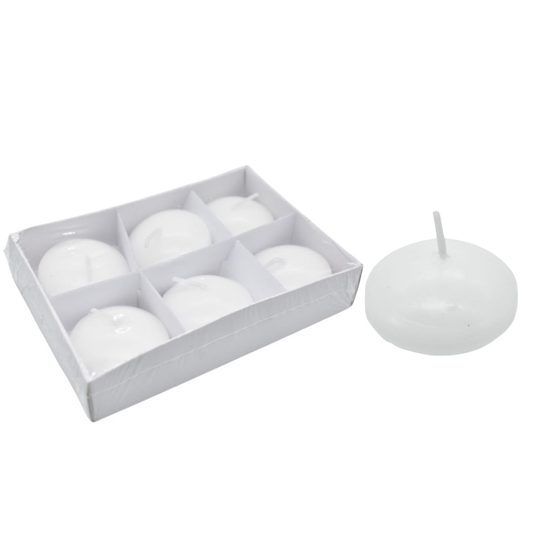 Velas flotantes blancas x6 unidades 4.5cm