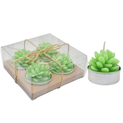 Velas verdes con formas x4 unidades 3.5x3.5cm