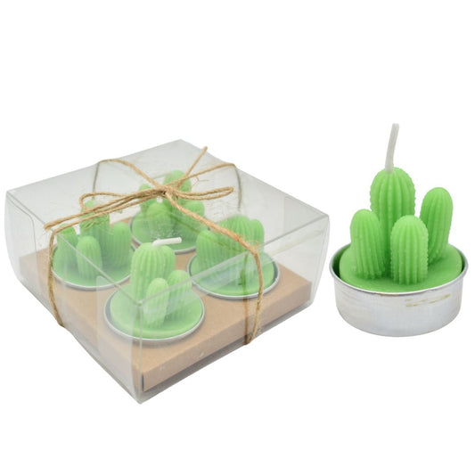 Velas verdes con formas x4 unidades 3.5x3.5cm