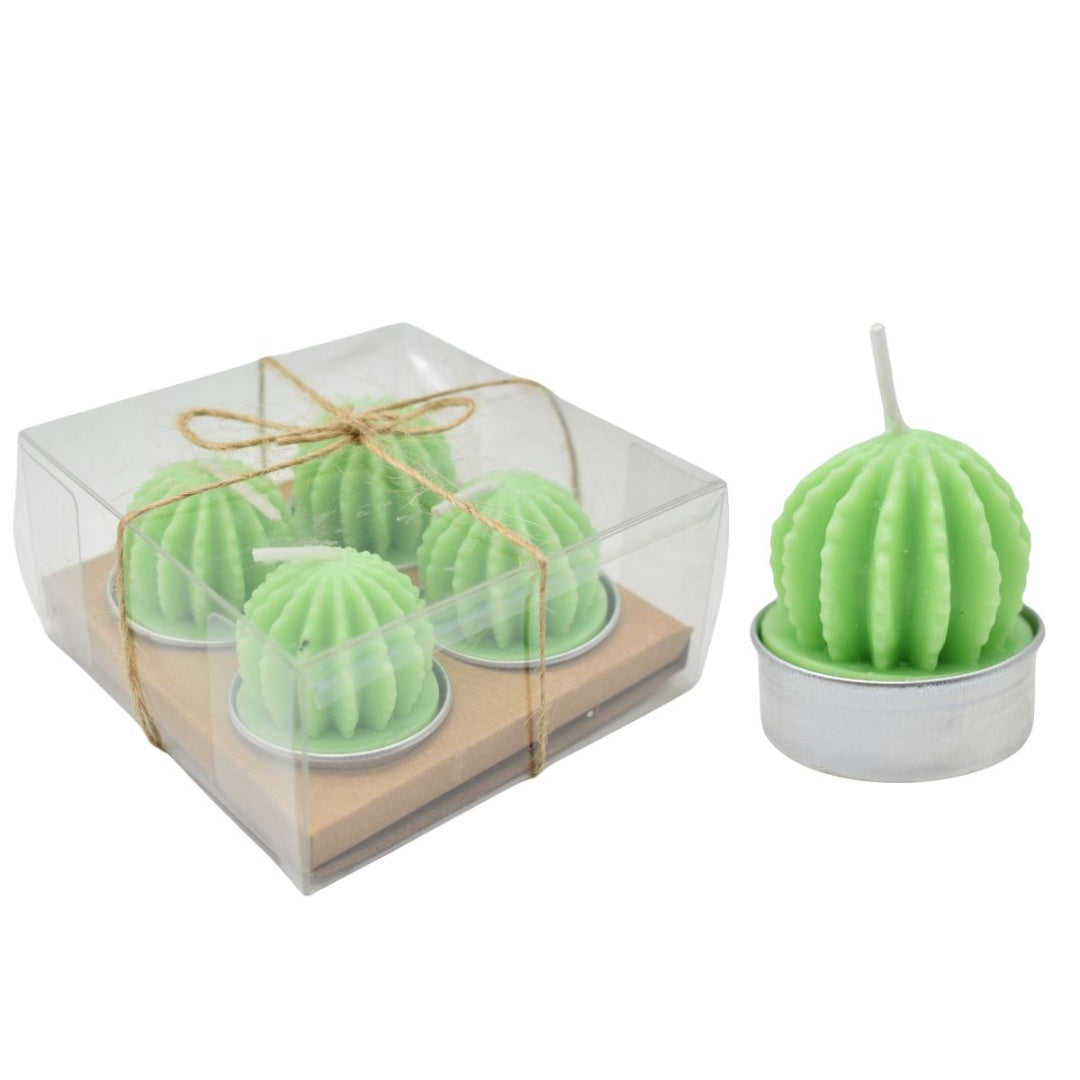 Velas verdes con formas x4 unidades 3.5x3.5cm