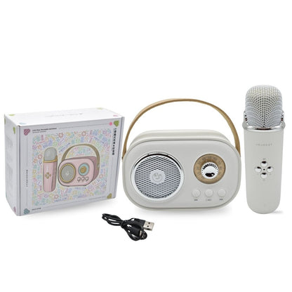 Mini karaoke portátil bluetooth retro. Blanco