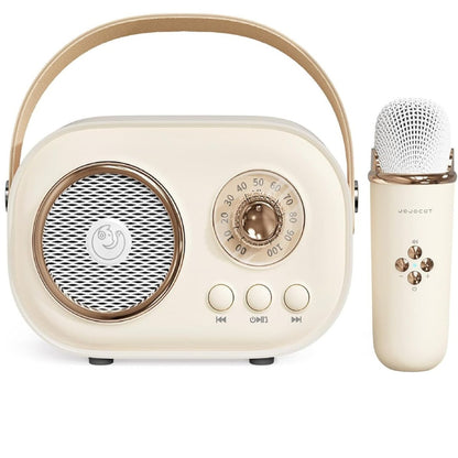 Mini karaoke portátil bluetooth retro. Beige