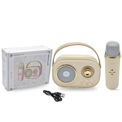 Mini karaoke portátil bluetooth retro. Beige
