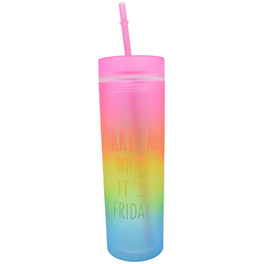 Vaso acrílico con tapa y sorbito 500ml.