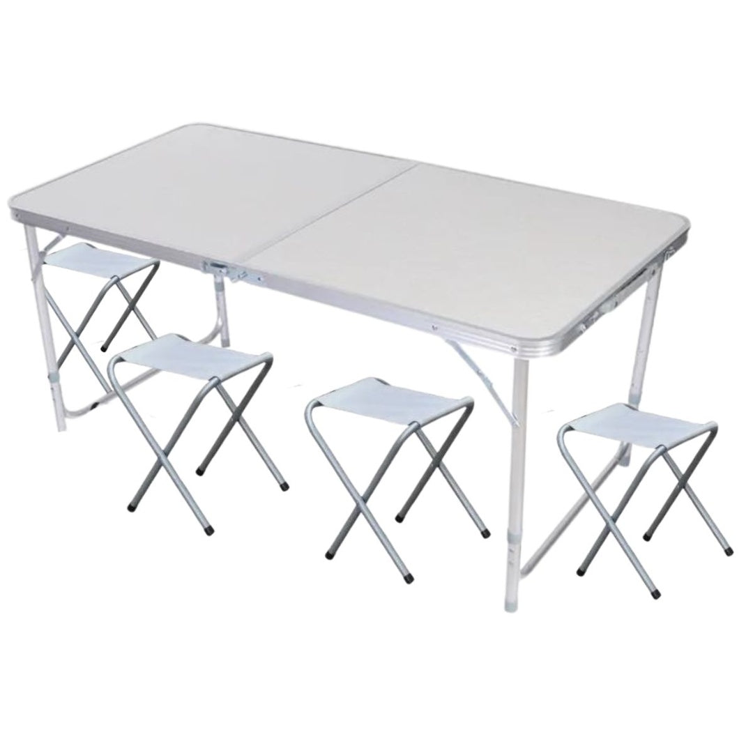 Mesa plegable de camping con bancos 120x60x55cm