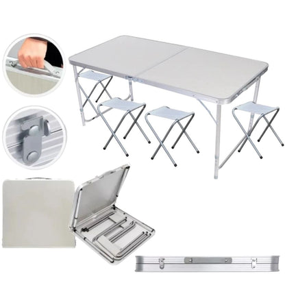Mesa plegable de camping con bancos 120x60x55cm