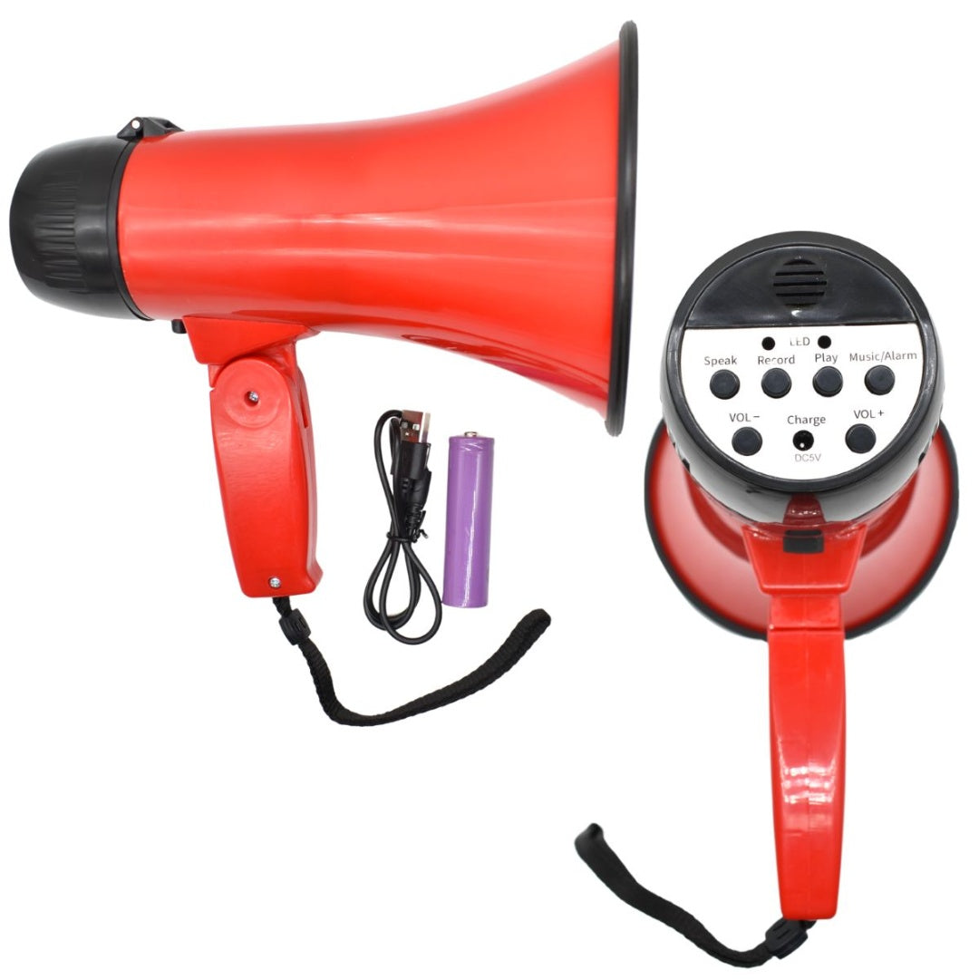 Megáfono altavoz recargable 21.5x17cm.