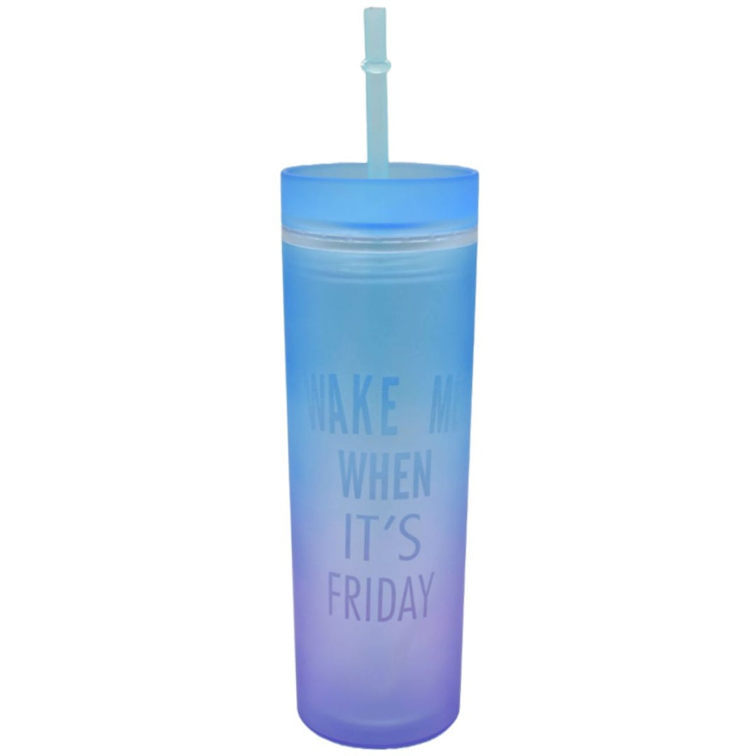 Vaso acrílico con tapa y sorbito 500ml.