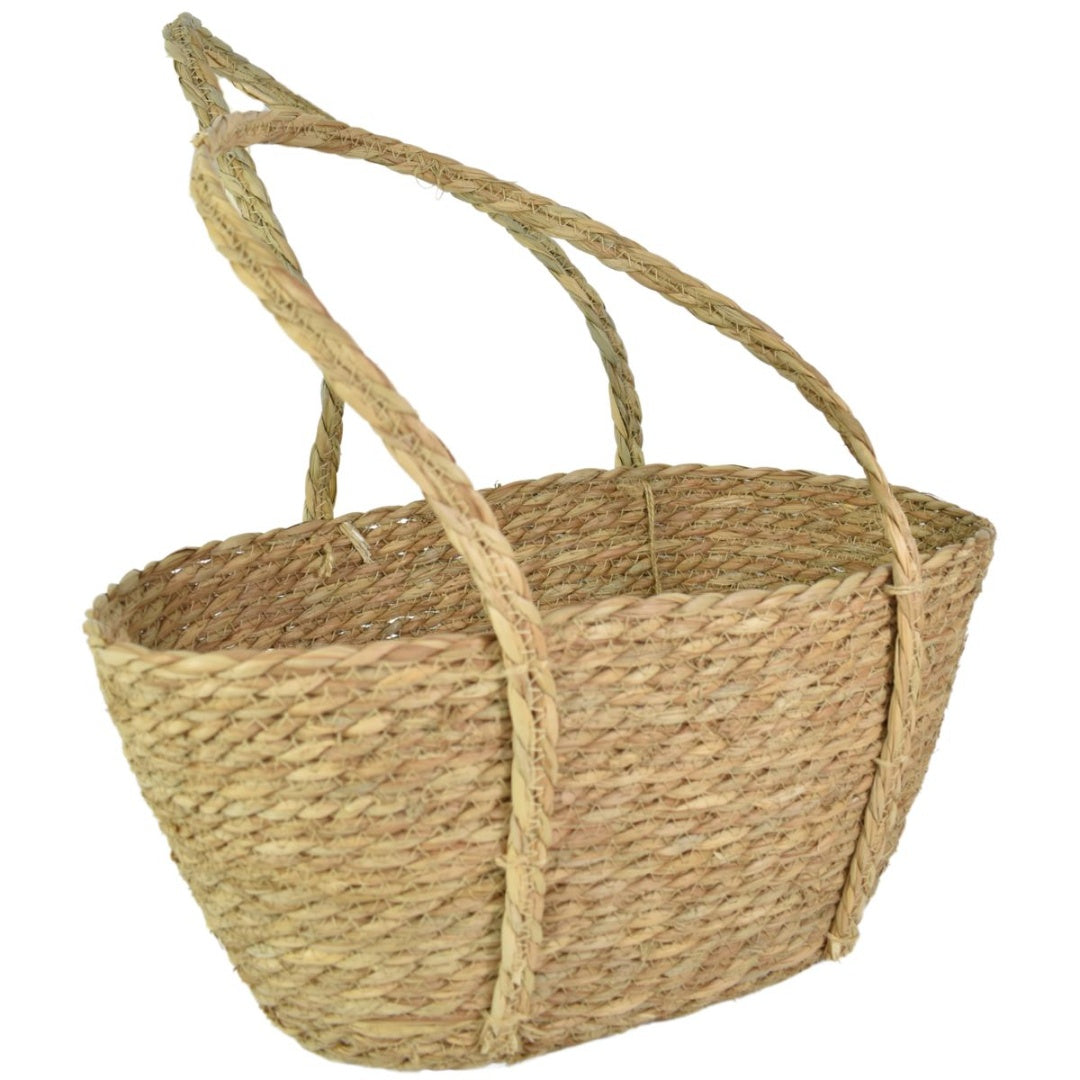 Bolso cesto tejido con asas 42x19cm