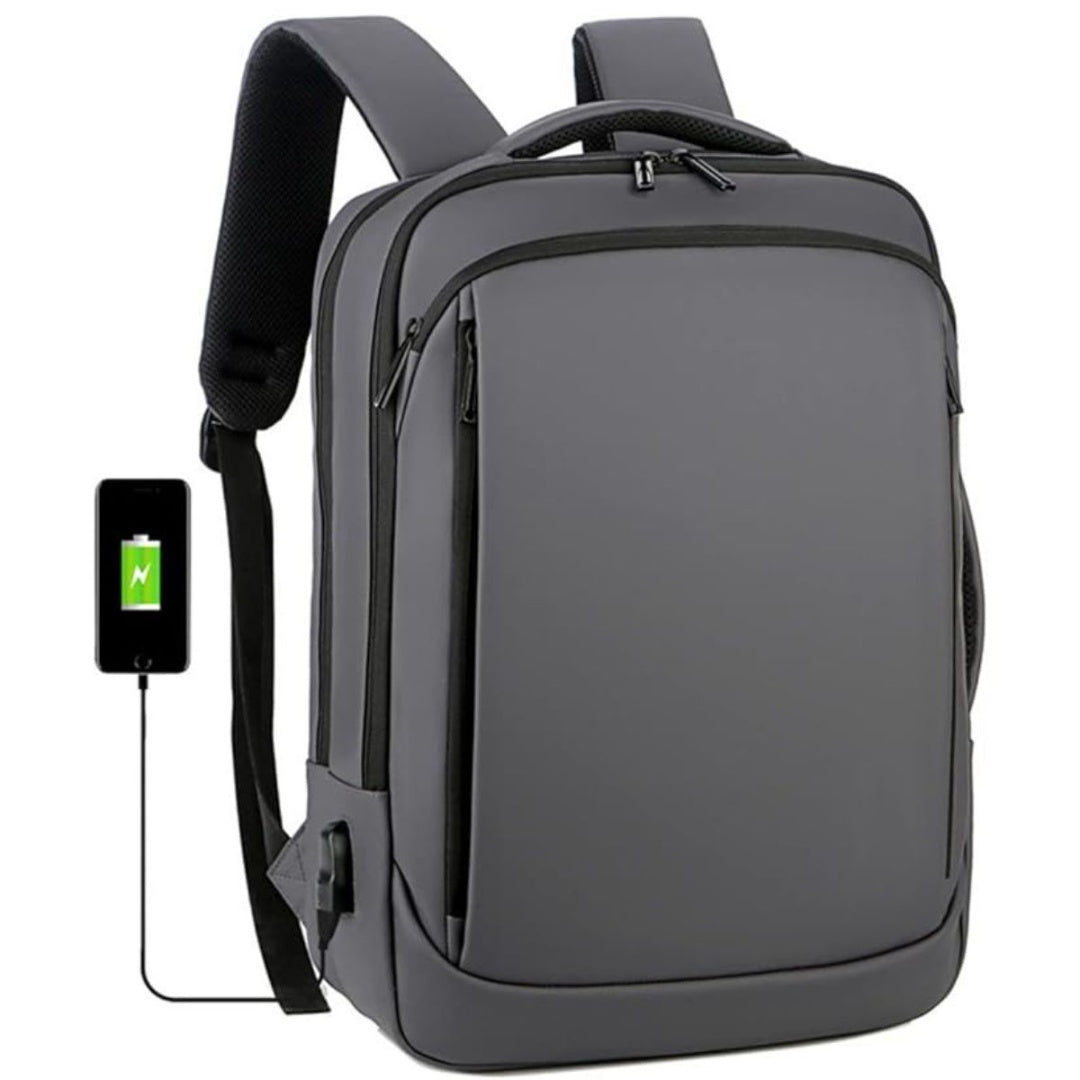 Mochila de viaje gris 42x30x14cm.