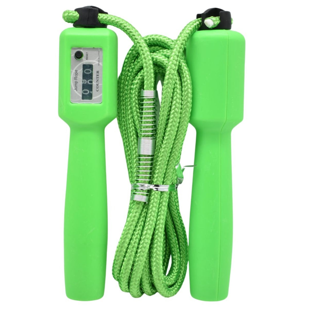 Cuerda de saltar con contador y resorte 2.8mts. Verde
