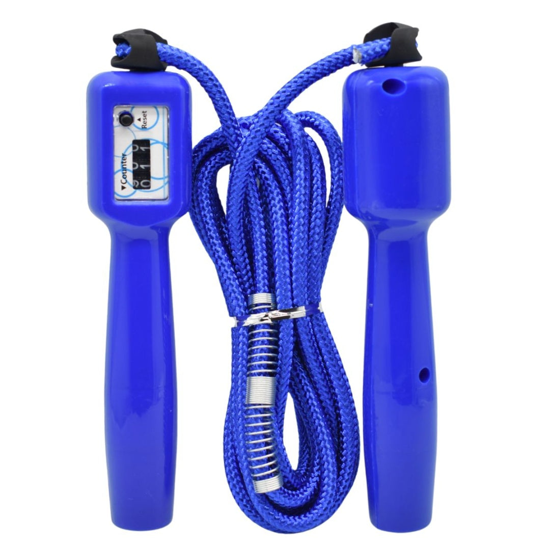 Cuerda de saltar con contador y resorte 2.8mts. Azul