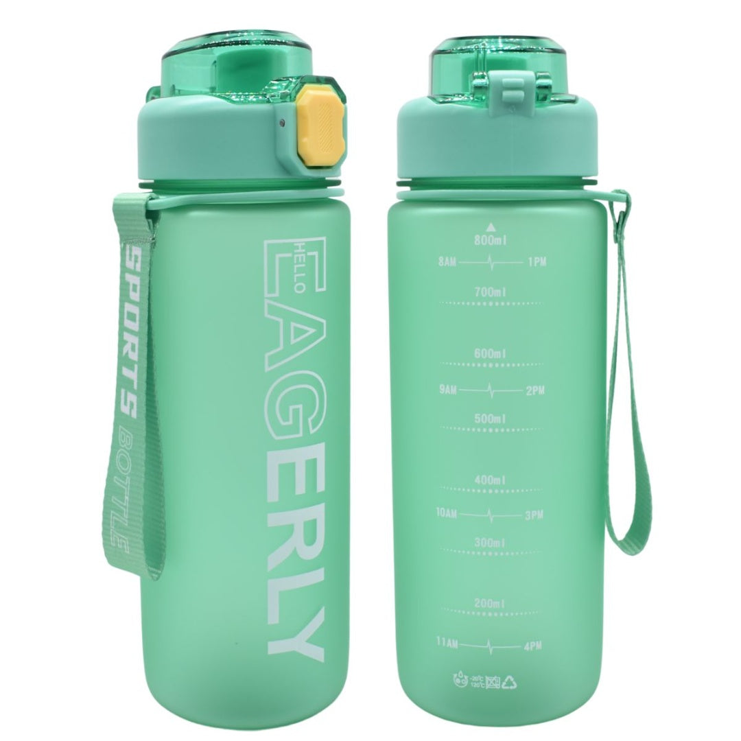 Botella deportiva con indicador 800ML. Verde