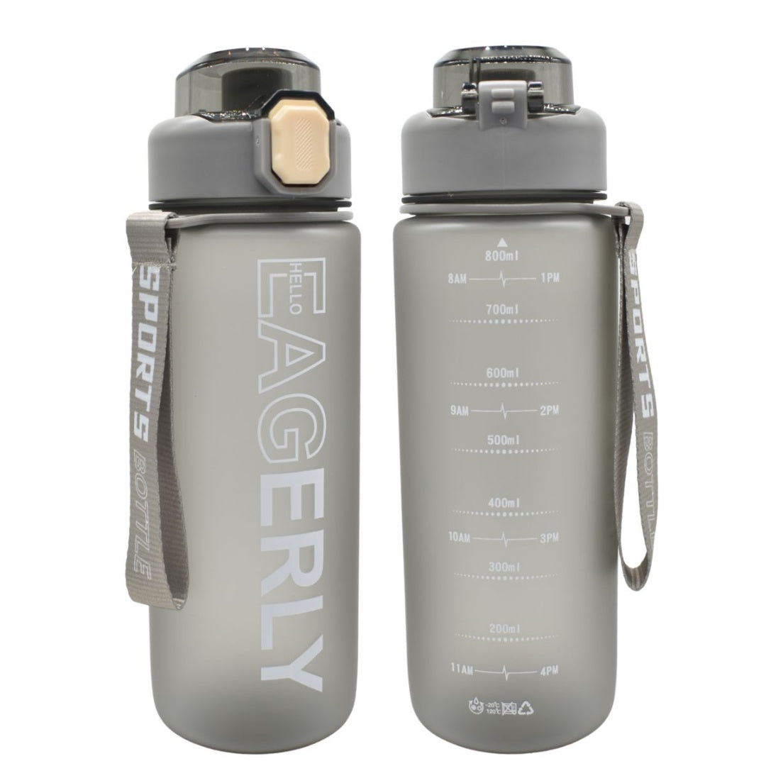 Botella deportiva con indicador 800ML. Gris