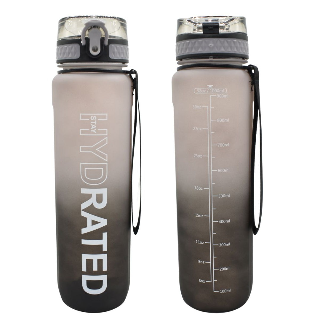 Botella deportiva con indicador 1L. Negro
