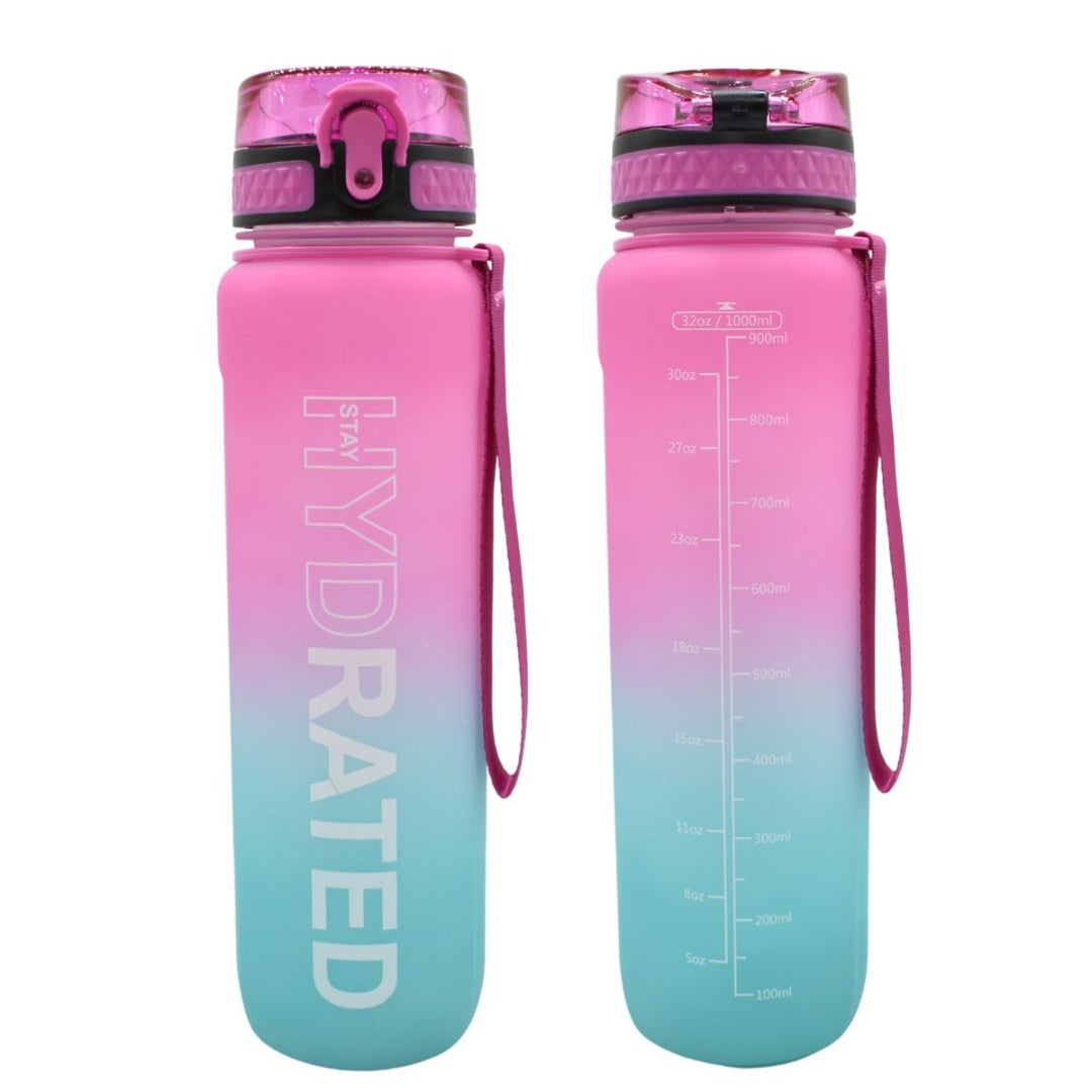 Botella deportiva con indicador 1L. Fucsia